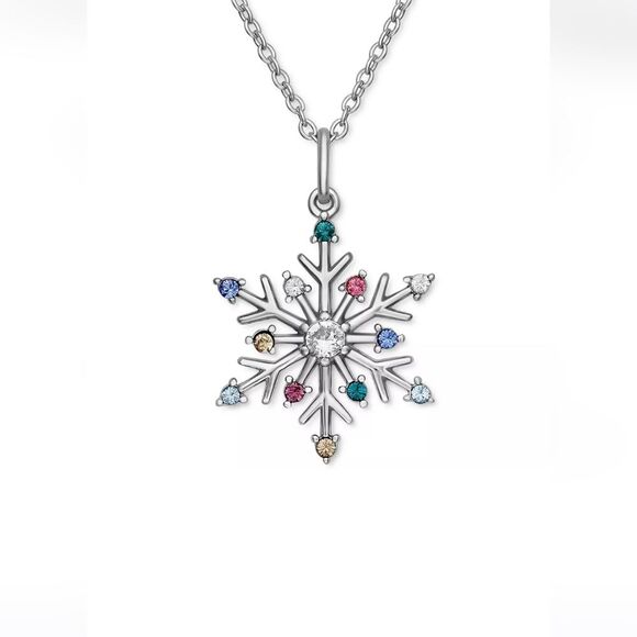 Sterling Silver Giani Bernini Multicolor Cubic Zirconia Snowflake Necklace - Picture 1 of 5
